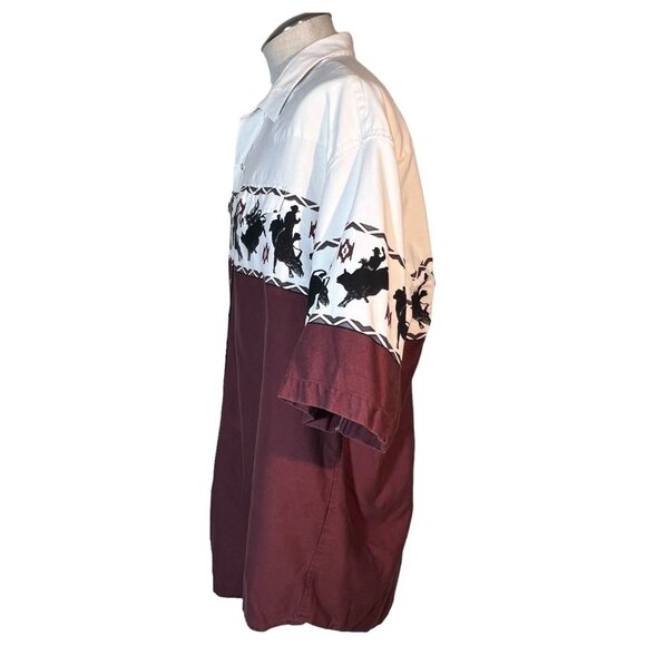 Vintage Roper Western Cowboy Shirt Bull Rodeo Print Pearl Snap Button Size 2XL - Picture 3 of 8